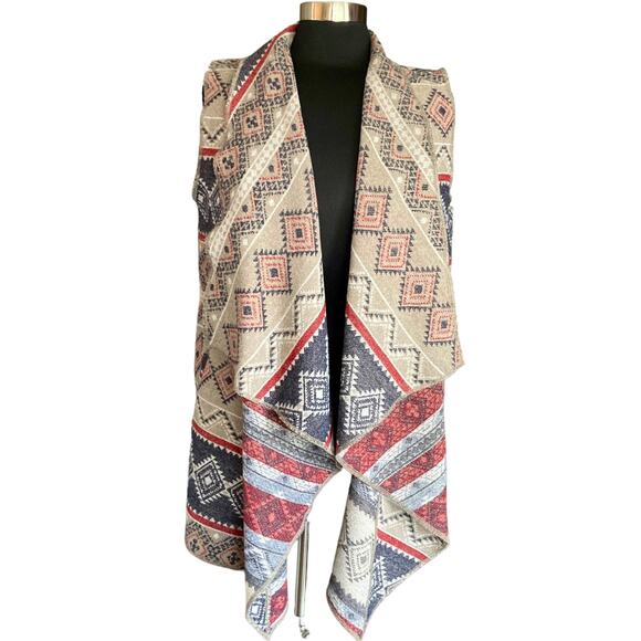 Tribal Jeans Sweater Vest Cardigan MED Aztec Western Rodeo Boho Cowgirl Festival - Picture 2 of 7